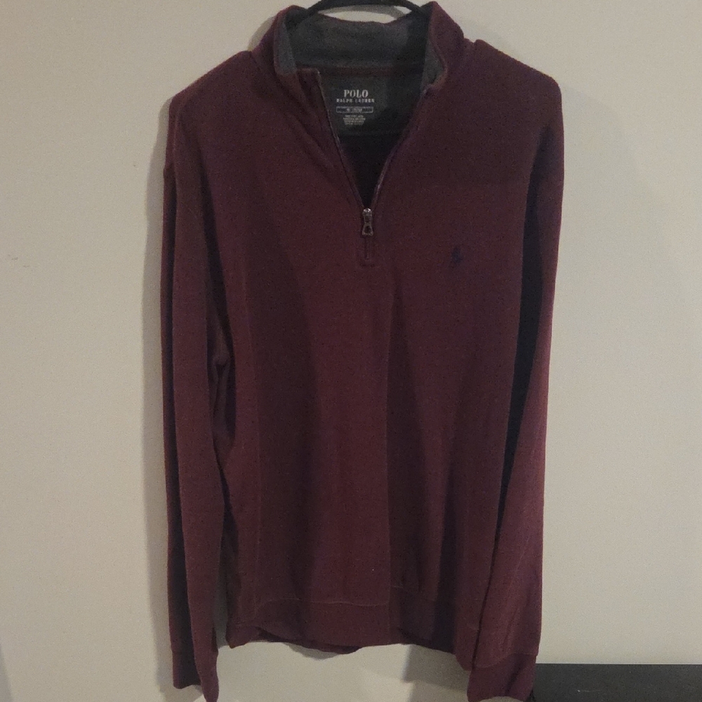Polo by Ralph Lauren Men's Maroon Zip-Up Sweater